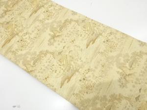 アンティーク　屋敷風景模様織り出し丸帯（材料）